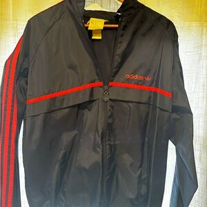 Adidas Men's Dark Blue and Red Jacket Vintage